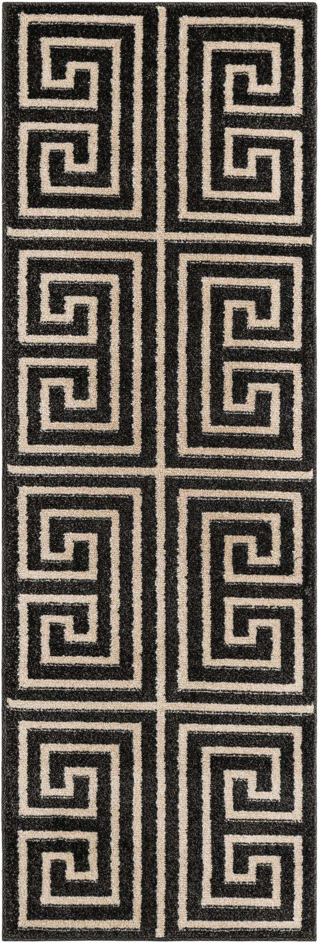 Black 2' x 6' 1 Athens Runner Area Rug 100% Polypropylene With Cotton Backing Easy Clean Indoor Living Dining Room Bedroom Office Carpet for Sale at Rug Engine