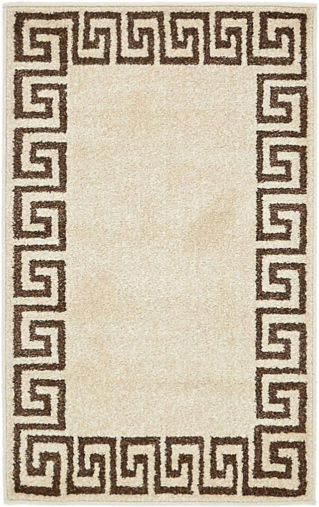 Beige and Brown 2' x 3' 1 Athens Rectangle Area Rug 100% Polypropylene With Cotton Backing Easy Clean Indoor Living Dining Room Bedroom Office Carpet for Sale at Rug Engine