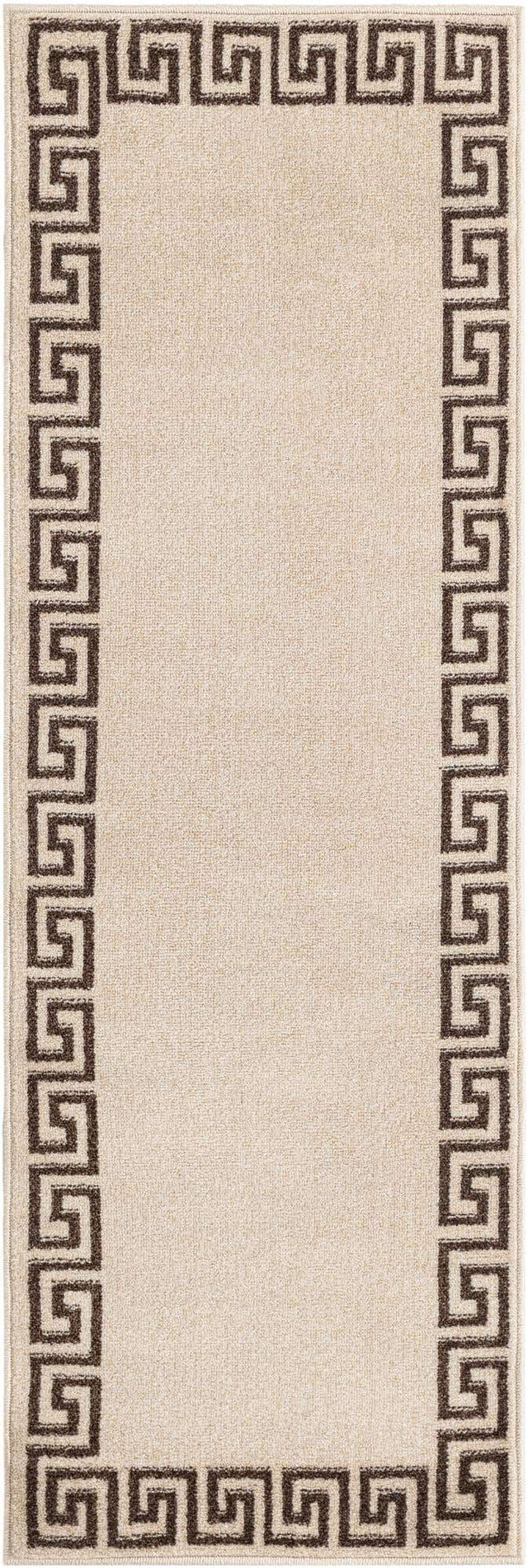 Beige and Brown 2' x 6' 1 Athens Runner Area Rug 100% Polypropylene With Cotton Backing Easy Clean Indoor Living Dining Room Bedroom Office Carpet for Sale at Rug Engine