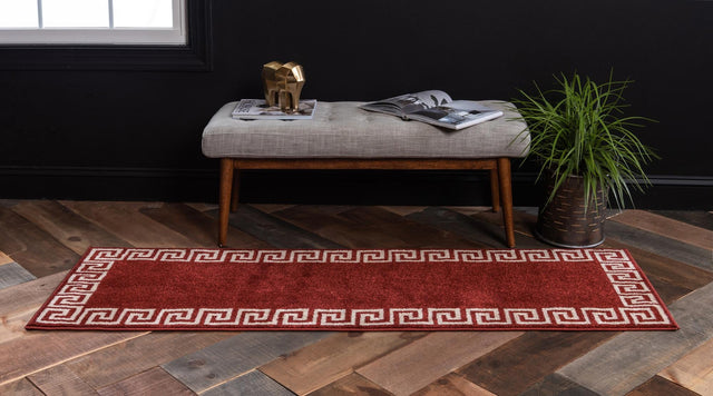 Terracotta 2' x 6' 1 Athens Runner Area Rug 100% Polypropylene With Cotton Backing Easy Clean Indoor Living Dining Room Bedroom Office Carpet for Sale at Rug Engine