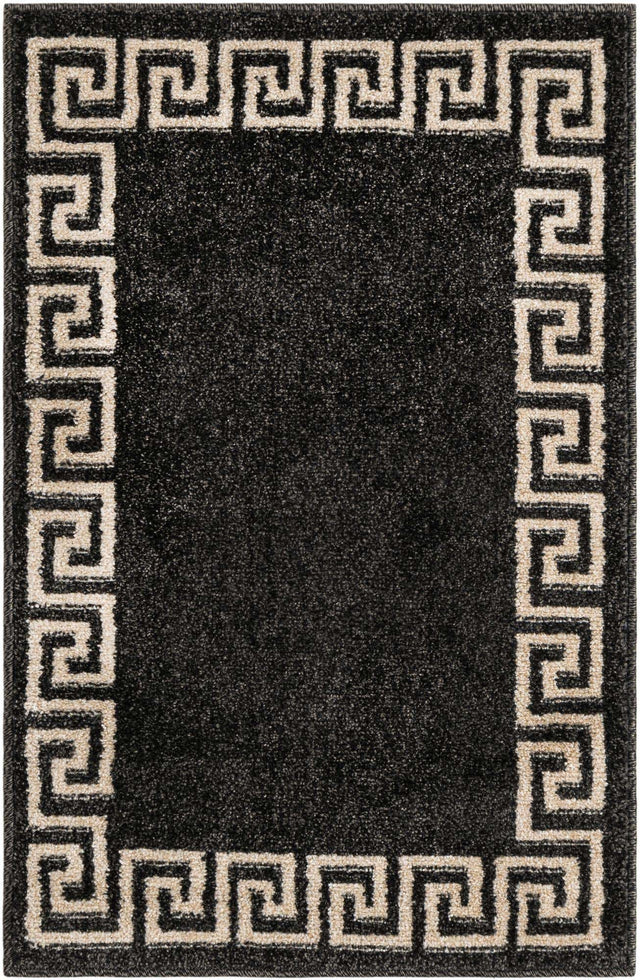 Charcoal 2' x 3' 1 Athens Rectangle Area Rug 100% Polypropylene With Cotton Backing Easy Clean Indoor Living Dining Room Bedroom Office Carpet for Sale at Rug Engine