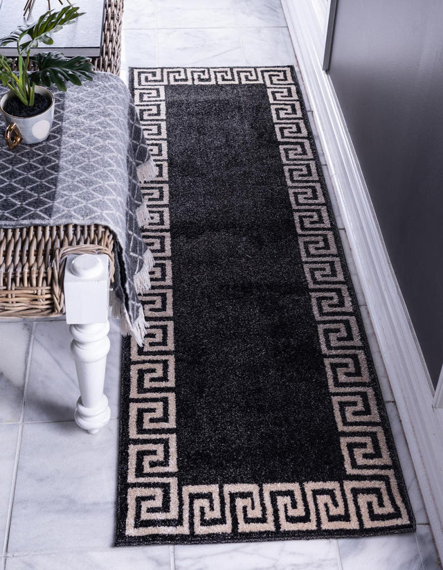 Charcoal 2' x 6' 1 Athens Runner Area Rug 100% Polypropylene With Cotton Backing Easy Clean Indoor Living Dining Room Bedroom Office Carpet for Sale at Rug Engine