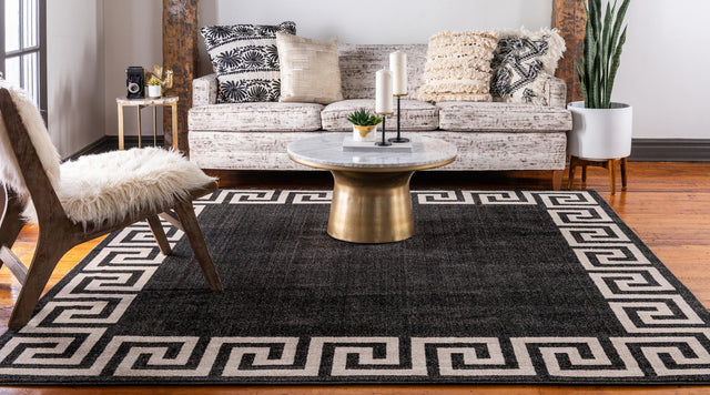 Charcoal 7' 10 x 7' 10 Athens Square Area Rug 100% Polypropylene With Cotton Backing Easy Clean Indoor Living Dining Room Bedroom Office Carpet for Sale at Rug Engine