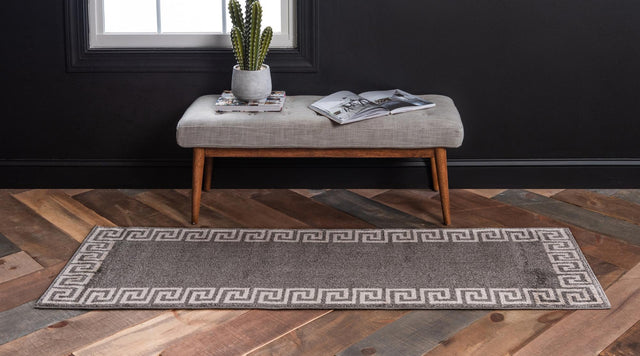 Gray 2' 7 x 10' Athens Runner Area Rug 100% Polypropylene With Cotton Backing Easy Clean Indoor Living Dining Room Bedroom Office Carpet for Sale at Rug Engine