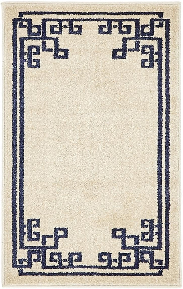 Beige and Blue 2' x 3' 1 Athens Rectangle Area Rug 100% Polypropylene With Cotton Backing Easy Clean Indoor Living Dining Room Bedroom Office Carpet for Sale at Rug Engine