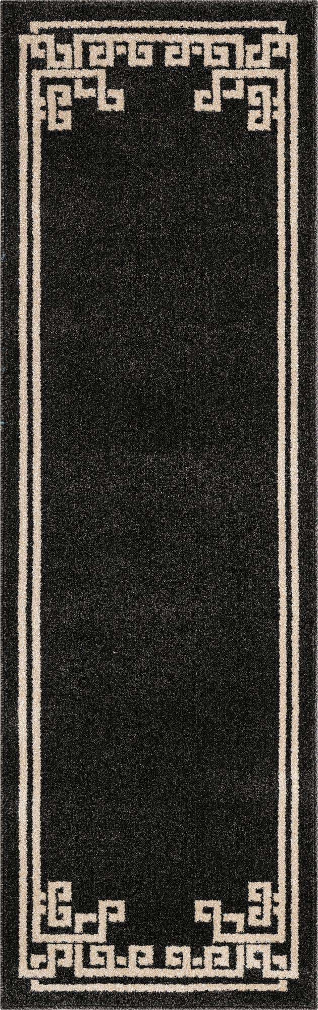 Black 2' x 6' 1 Athens Runner Area Rug 100% Polypropylene With Cotton Backing Easy Clean Indoor Living Dining Room Bedroom Office Carpet for Sale at Rug Engine