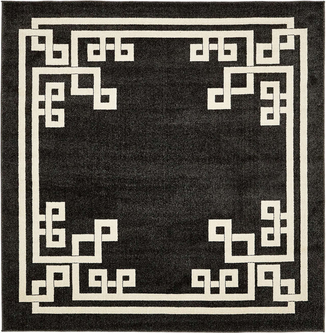 Black 7' 10 x 7' 10 Athens Square Area Rug 100% Polypropylene With Cotton Backing Easy Clean Indoor Living Dining Room Bedroom Office Carpet for Sale at Rug Engine
