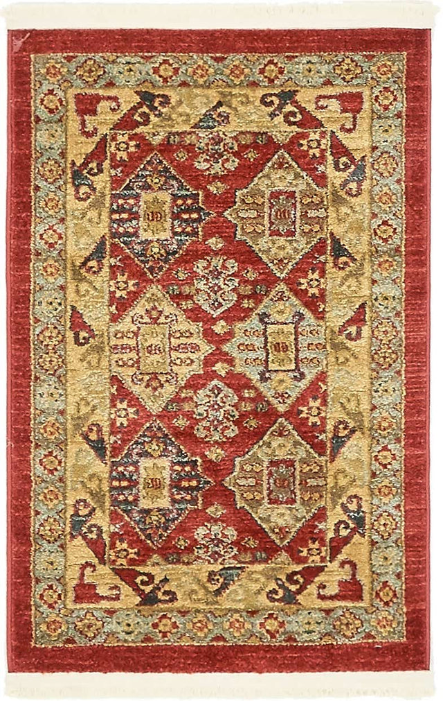 Red 2' x 3' 1 Sahand Rectangle Area Rug Affordable Easy Clean Traditional Design Durable Carpet for Home Interior Design Living Room Dining Office for Sale at Rug Engine