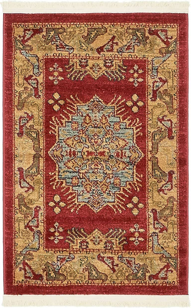 Red 2' x 3' 1 Sahand Rectangle Area Rug Affordable Easy Clean Traditional Design Durable Carpet for Home Interior Design Living Room Dining Office for Sale at Rug Engine