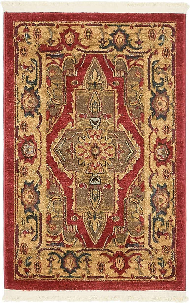 Red 2' x 3' 1 Sahand Rectangle Area Rug Affordable Easy Clean Traditional Design Durable Carpet for Home Interior Design Living Room Dining Office for Sale at Rug Engine