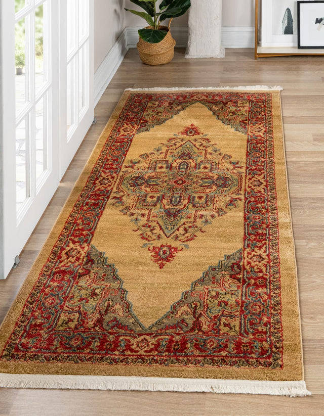 Tan 2' 7 x 7' 1 Sahand Runner Area Rug Affordable Easy Clean Traditional Design Durable Carpet for Home Interior Design Living Room Dining Office for Sale at Rug Engine