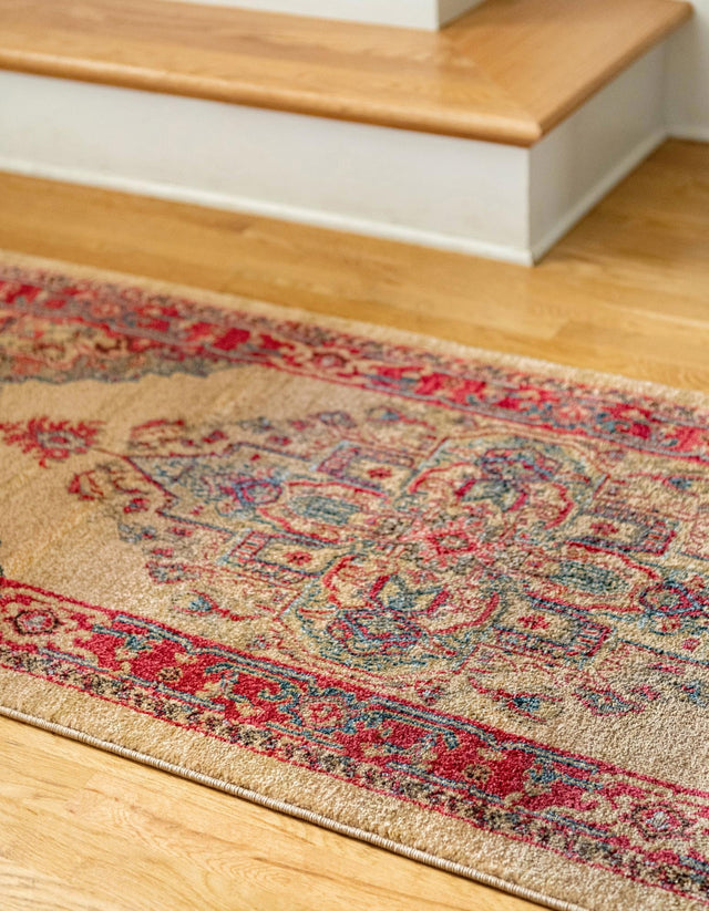 Tan 2' 7 x 10' Sahand Runner Area Rug Affordable Easy Clean Traditional Design Durable Carpet for Home Interior Design Living Room Dining Office for Sale at Rug Engine