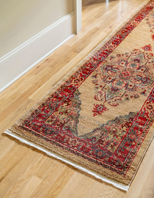 Tan 2' 7 x 7' 1 Sahand Runner Area Rug Affordable Easy Clean Traditional Design Durable Carpet for Home Interior Design Living Room Dining Office for Sale at Rug Engine
