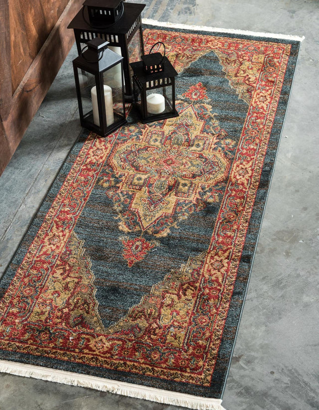 Navy Blue 2' 7 x 13' 1 Sahand Runner Area Rug Affordable Easy Clean Traditional Design Durable Carpet for Home Interior Design Living Room Dining Office for Sale at Rug Engine