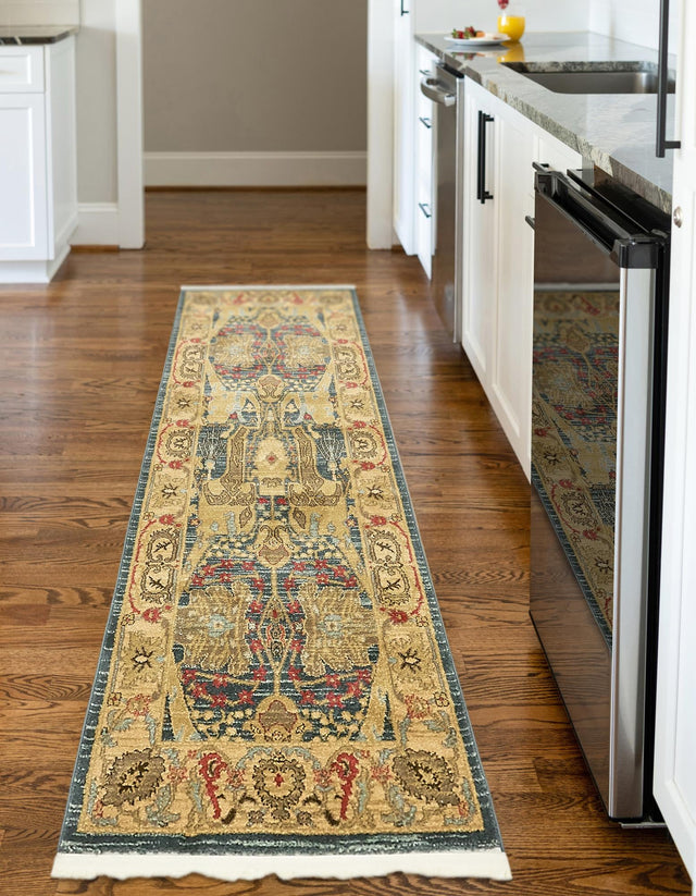 Navy Blue 2' 7 x 7' 1 Sahand Runner Area Rug Affordable Easy Clean Traditional Design Durable Carpet for Home Interior Design Living Room Dining Office for Sale at Rug Engine