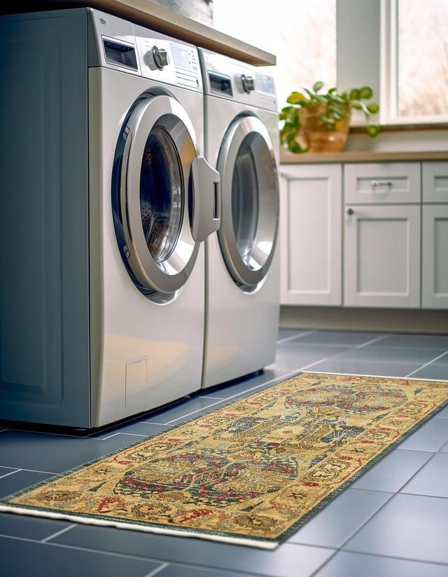 Navy Blue 2' 7 x 7' 1 Sahand Runner Area Rug Affordable Easy Clean Traditional Design Durable Carpet for Home Interior Design Living Room Dining Office for Sale at Rug Engine