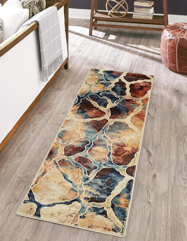 Brick Red 2' x 6' 1 Mystic Runner Area Rug 100% Polypropylene Abstract Modern Carpet for Living Rooms, Dining, Bedrooms, Office for Sale at Rug Engine