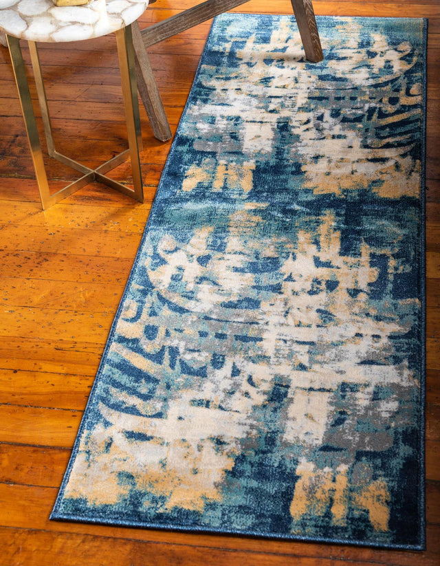 Navy Blue 2' x 6' 1 Mystic Runner Area Rug 100% Polypropylene Abstract Modern Carpet for Living Rooms, Dining, Bedrooms, Office for Sale at Rug Engine