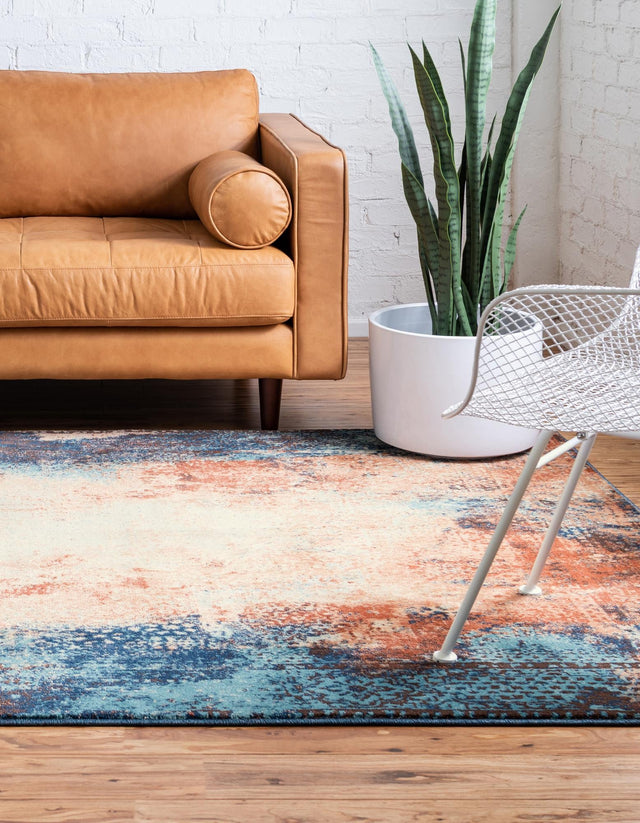 Brick Red 5' 1 x 8' Mystic Rectangle Area Rug 100% Polypropylene Abstract Modern Carpet for Living Rooms, Dining, Bedrooms, Office for Sale at Rug Engine