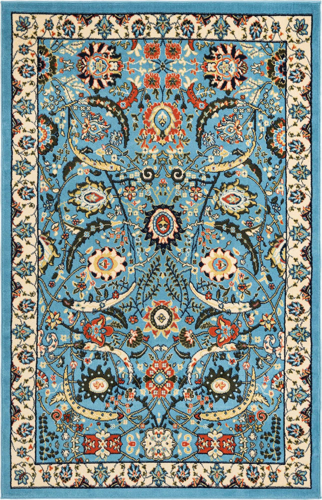 Blue 5' 3 x 8' Espahan Rectangle Area Rug 100% Polypropylene Stain Resistant Carpet With Cotton Backing Vivid Colorful Traditional Interior Design for Sale at Rug Engine