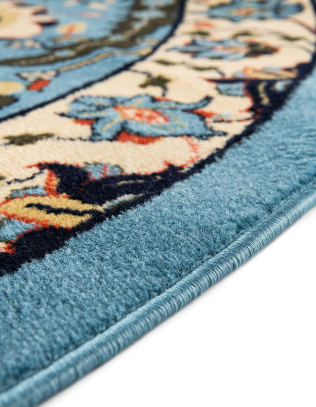 Blue 7' 10 x 7' 10 Espahan Round Area Rug 100% Polypropylene Stain Resistant Carpet With Cotton Backing Vivid Colorful Traditional Interior Design for Sale at Rug Engine