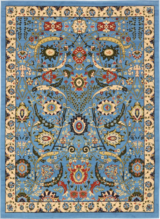 Blue 7' 1 x 10' Espahan Rectangle Area Rug 100% Polypropylene Stain Resistant Carpet With Cotton Backing Vivid Colorful Traditional Interior Design for Sale at Rug Engine