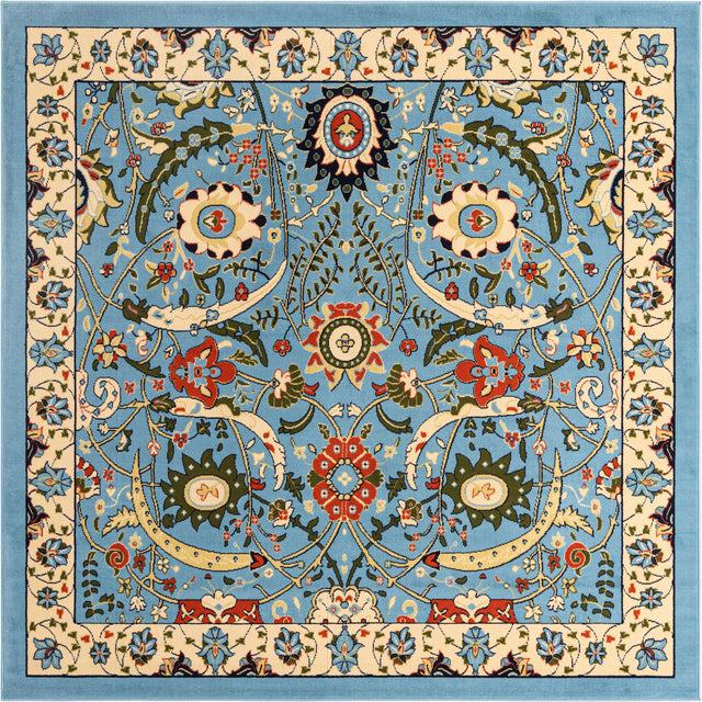 Blue 7' 10 x 7' 10 Espahan Square Area Rug 100% Polypropylene Stain Resistant Carpet With Cotton Backing Vivid Colorful Traditional Interior Design for Sale at Rug Engine