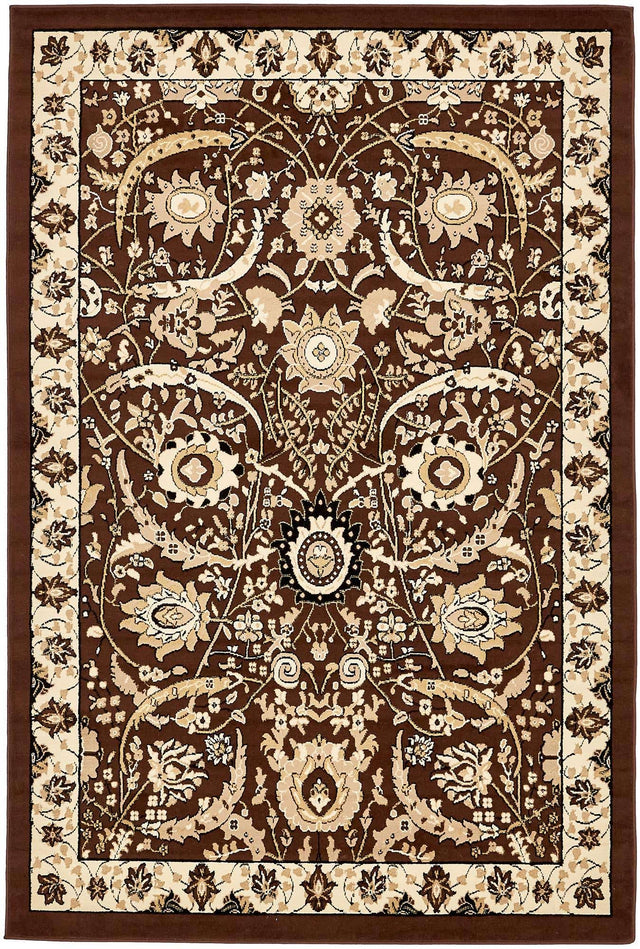 Brown 6' 1 x 9' Espahan Rectangle Area Rug 100% Polypropylene Stain Resistant Carpet With Cotton Backing Vivid Colorful Traditional Interior Design for Sale at Rug Engine