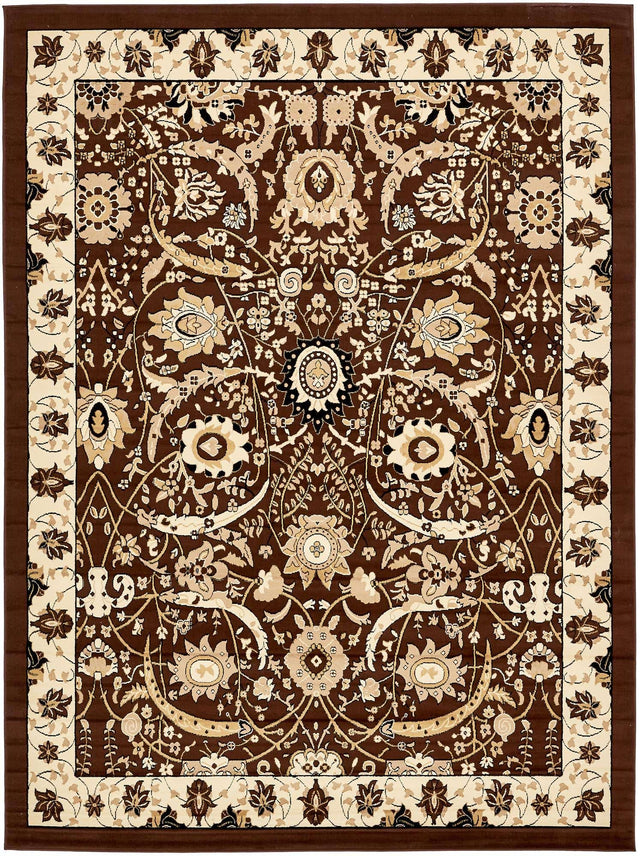 Brown 9' x 12' Espahan Rectangle Area Rug 100% Polypropylene Stain Resistant Carpet With Cotton Backing Vivid Colorful Traditional Interior Design for Sale at Rug Engine
