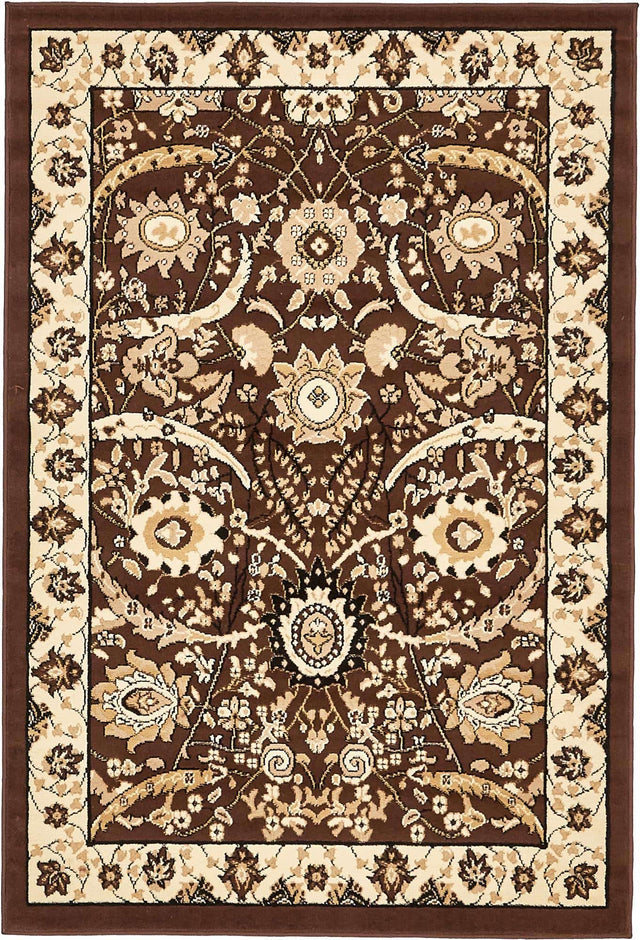 Brown 4' 1 x 6' 1 Espahan Rectangle Area Rug 100% Polypropylene Stain Resistant Carpet With Cotton Backing Vivid Colorful Traditional Interior Design for Sale at Rug Engine