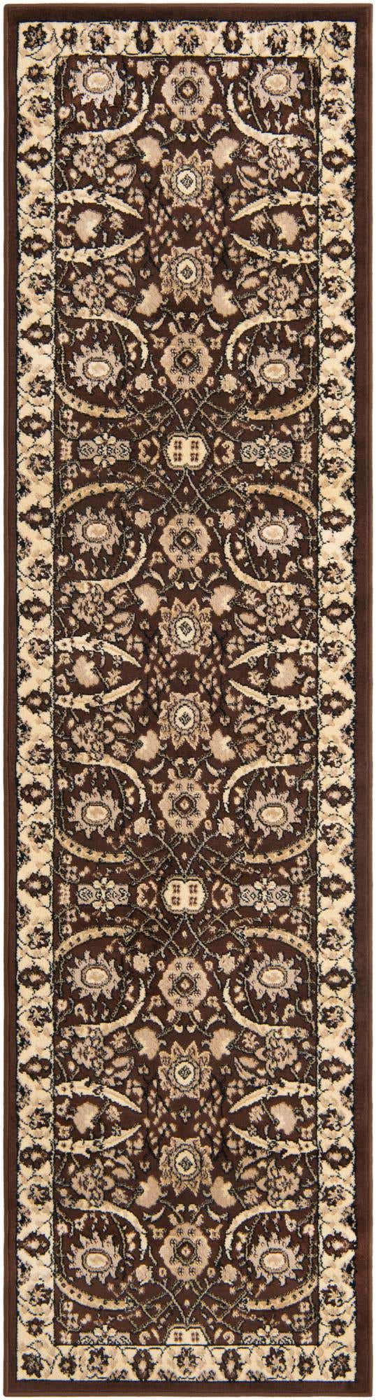 Brown 2' 7 x 10' Espahan Runner Area Rug 100% Polypropylene Stain Resistant Carpet With Cotton Backing Vivid Colorful Traditional Interior Design for Sale at Rug Engine