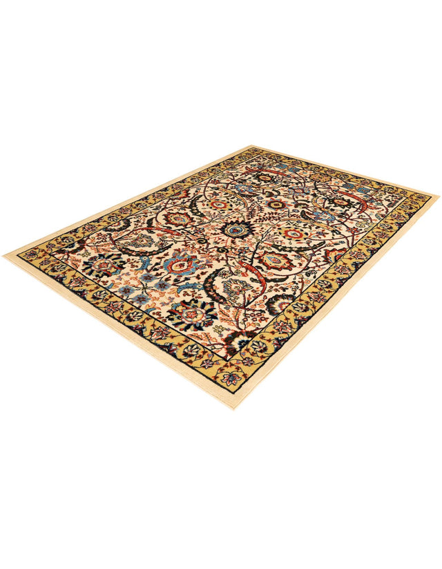 Cream 5' 3 x 8' Espahan Rectangle Area Rug 100% Polypropylene Stain Resistant Carpet With Cotton Backing Vivid Colorful Traditional Interior Design for Sale at Rug Engine