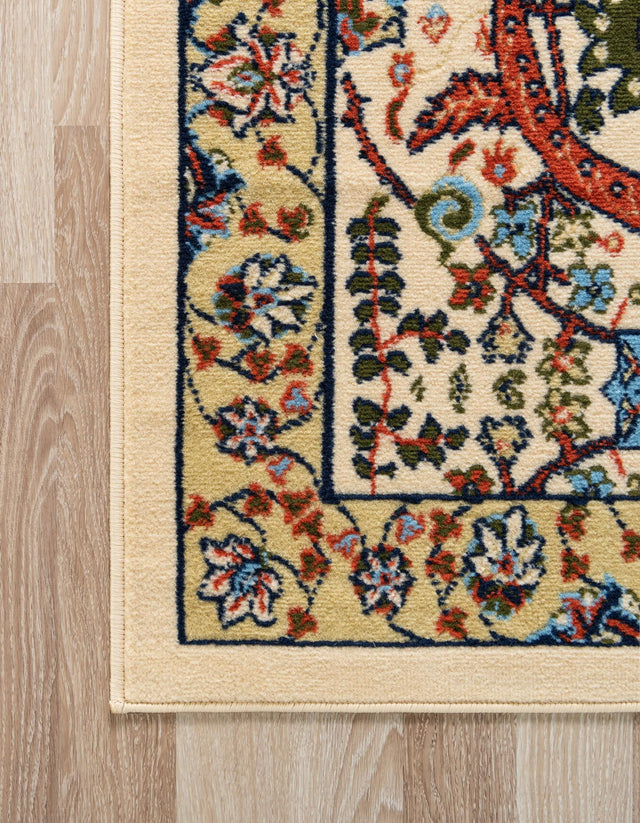 Cream 6' 1 x 9' Espahan Rectangle Area Rug 100% Polypropylene Stain Resistant Carpet With Cotton Backing Vivid Colorful Traditional Interior Design for Sale at Rug Engine