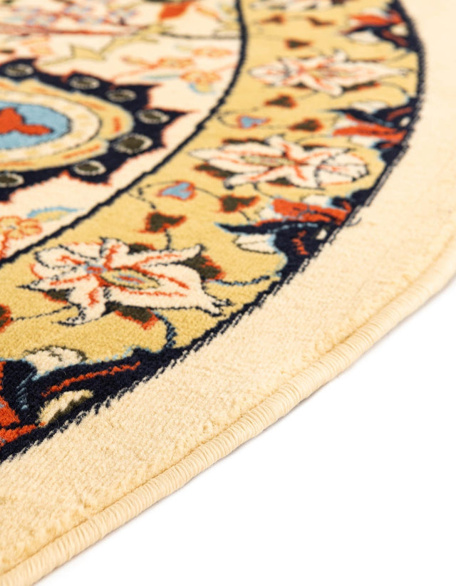 Cream 7' 10 x 7' 10 Espahan Round Area Rug 100% Polypropylene Stain Resistant Carpet With Cotton Backing Vivid Colorful Traditional Interior Design for Sale at Rug Engine