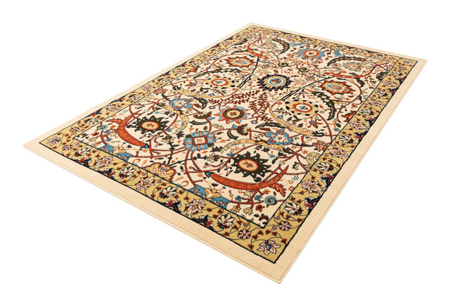 Cream 6' 1 x 9' Espahan Rectangle Area Rug 100% Polypropylene Stain Resistant Carpet With Cotton Backing Vivid Colorful Traditional Interior Design for Sale at Rug Engine