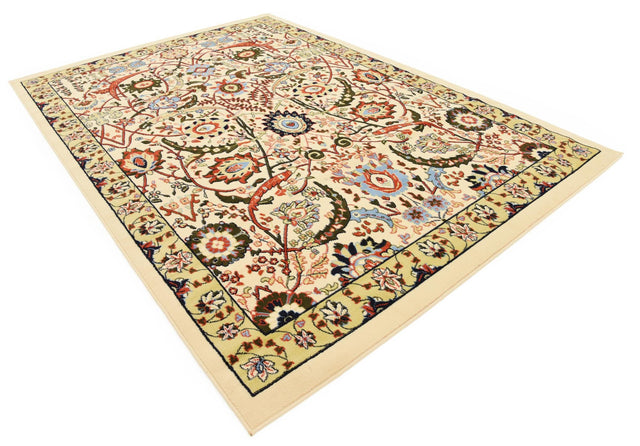 Cream 7' 1 x 10' Espahan Rectangle Area Rug 100% Polypropylene Stain Resistant Carpet With Cotton Backing Vivid Colorful Traditional Interior Design for Sale at Rug Engine