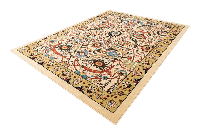 Cream 9' x 12' Espahan Rectangle Area Rug 100% Polypropylene Stain Resistant Carpet With Cotton Backing Vivid Colorful Traditional Interior Design for Sale at Rug Engine