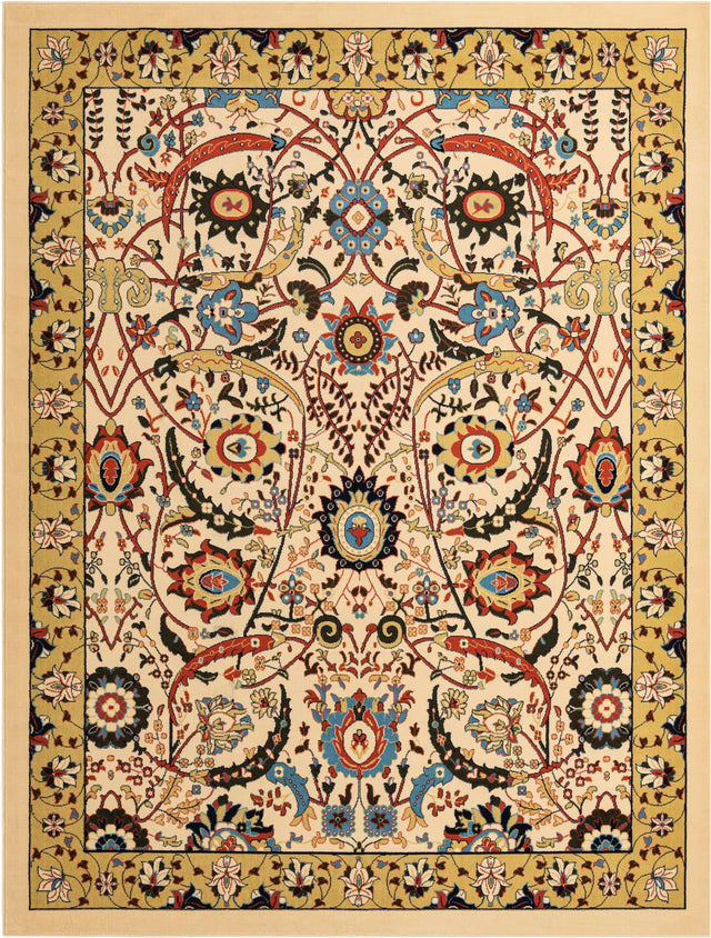 Cream 9' x 12' Espahan Rectangle Area Rug 100% Polypropylene Stain Resistant Carpet With Cotton Backing Vivid Colorful Traditional Interior Design for Sale at Rug Engine