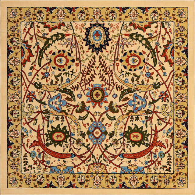 Cream 7' 10 x 7' 10 Espahan Square Area Rug 100% Polypropylene Stain Resistant Carpet With Cotton Backing Vivid Colorful Traditional Interior Design for Sale at Rug Engine
