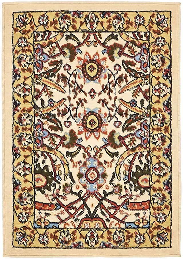 Cream 2' x 3' 1 Espahan Rectangle Area Rug 100% Polypropylene Stain Resistant Carpet With Cotton Backing Vivid Colorful Traditional Interior Design for Sale at Rug Engine
