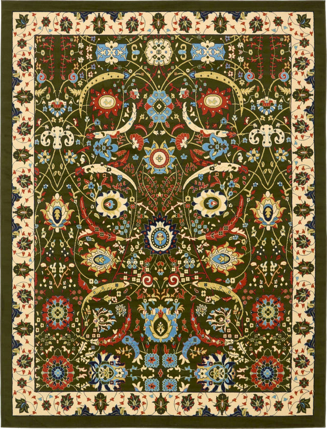 Green 10' x 13' 1 Espahan Rectangle Area Rug 100% Polypropylene Stain Resistant Carpet With Cotton Backing Vivid Colorful Traditional Interior Design for Sale at Rug Engine