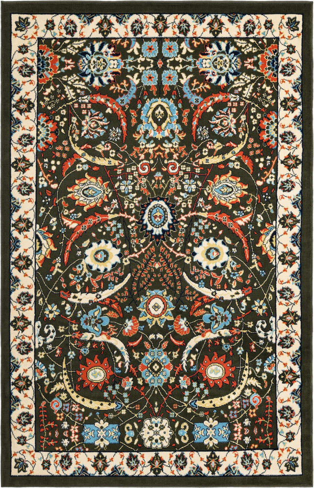 Green 5' 3 x 8' Espahan Rectangle Area Rug 100% Polypropylene Stain Resistant Carpet With Cotton Backing Vivid Colorful Traditional Interior Design for Sale at Rug Engine