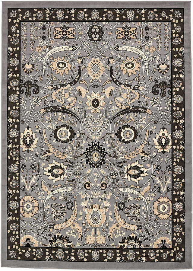 Dark Gray 7' 1 x 10' Espahan Rectangle Area Rug 100% Polypropylene Stain Resistant Carpet With Cotton Backing Vivid Colorful Traditional Interior Design for Sale at Rug Engine