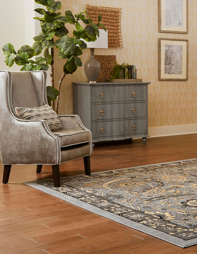 Dark Gray 7' 10 x 7' 10 Espahan Square Area Rug 100% Polypropylene Stain Resistant Carpet With Cotton Backing Vivid Colorful Traditional Interior Design for Sale at Rug Engine
