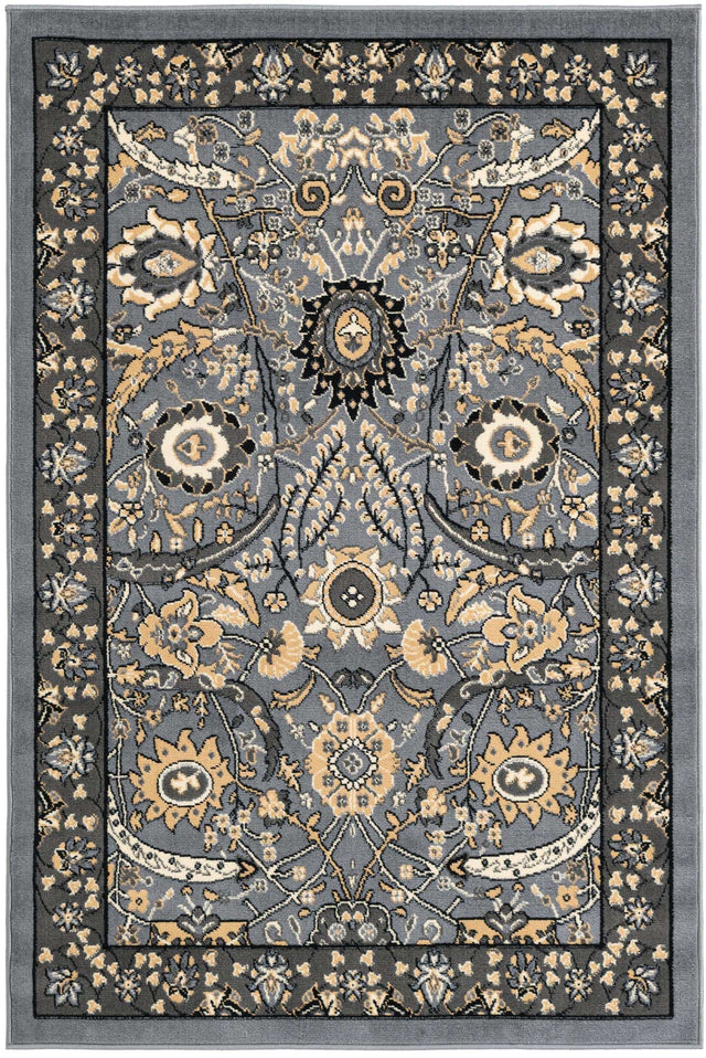 Dark Gray 4' 1 x 6' 1 Espahan Rectangle Area Rug 100% Polypropylene Stain Resistant Carpet With Cotton Backing Vivid Colorful Traditional Interior Design for Sale at Rug Engine