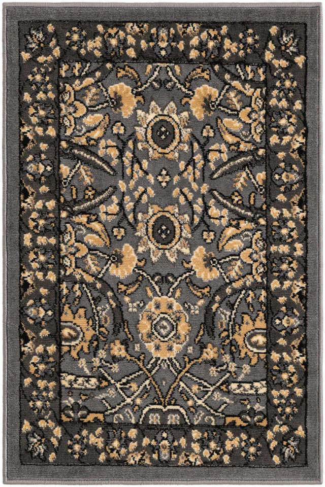 Dark Gray 2' x 3' 1 Espahan Rectangle Area Rug 100% Polypropylene Stain Resistant Carpet With Cotton Backing Vivid Colorful Traditional Interior Design for Sale at Rug Engine