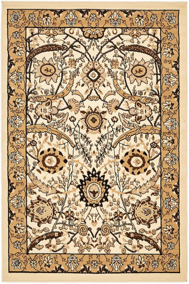 Ivory 4' 1 x 6' 1 Espahan Rectangle Area Rug 100% Polypropylene Stain Resistant Carpet With Cotton Backing Vivid Colorful Traditional Interior Design for Sale at Rug Engine