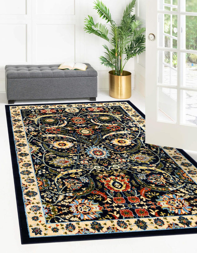 Navy Blue 2' x 3' 1 Espahan Rectangle Area Rug 100% Polypropylene Stain Resistant Carpet With Cotton Backing Vivid Colorful Traditional Interior Design for Sale at Rug Engine