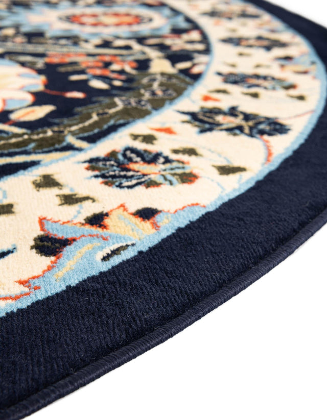 Navy Blue 7' 10 x 7' 10 Espahan Round Area Rug 100% Polypropylene Stain Resistant Carpet With Cotton Backing Vivid Colorful Traditional Interior Design for Sale at Rug Engine