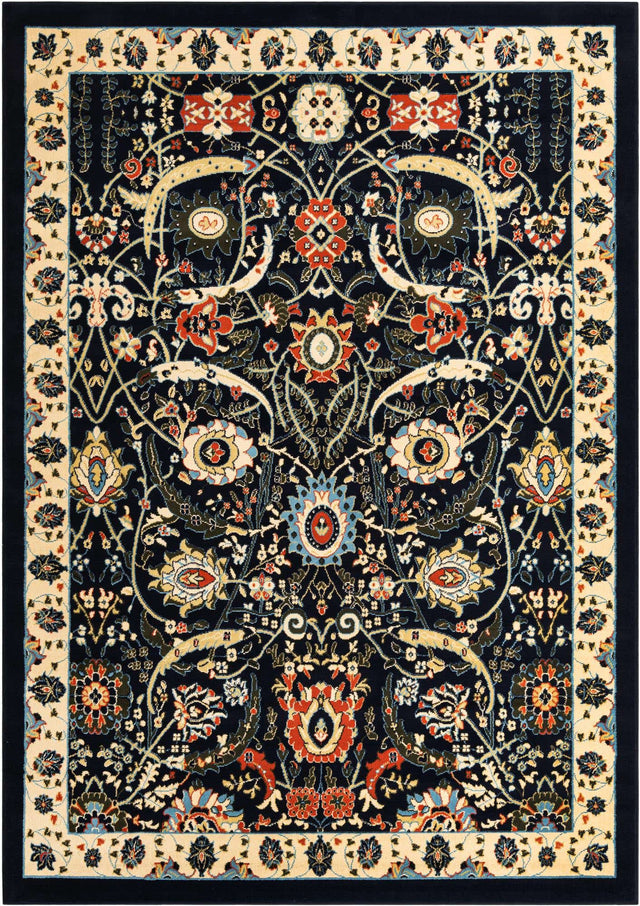 Navy Blue 7' 1 x 10' Espahan Rectangle Area Rug 100% Polypropylene Stain Resistant Carpet With Cotton Backing Vivid Colorful Traditional Interior Design for Sale at Rug Engine